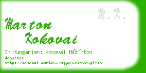 marton kokovai business card